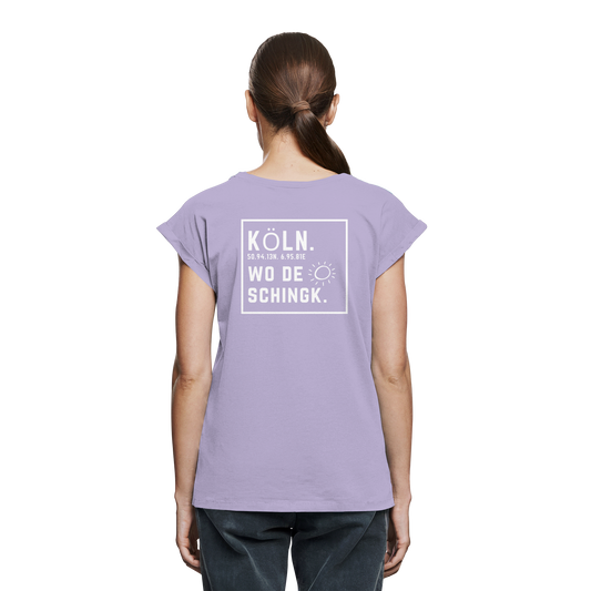 Wo de Sonn schingk - Köln Druck Rücken  - Womens Extended Shoulder T-Shirt