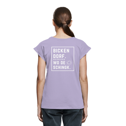 Wo de Sonn schingk - Bickendorf Druck Rücken - Womens Extended Shoulder T-Shirt