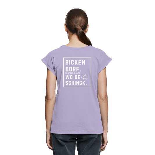 Wo de Sonn schingk - Bickendorf Druck Rücken - Womens Extended Shoulder T-Shirt