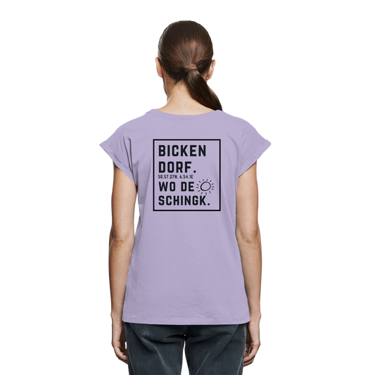 Wo de Sonn schingk - Bickendorf Druck Rücken - Womens Extended Shoulder T-Shirt