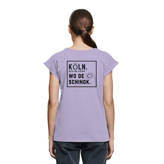 Wo de Sonn schingk - Köln Druck Rücken  - Womens Extended Shoulder T-Shirt