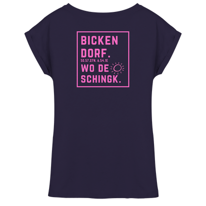 Wo de Sonn schingk - Bickendorf Druck Rücken - Womens Extended Shoulder T-Shirt