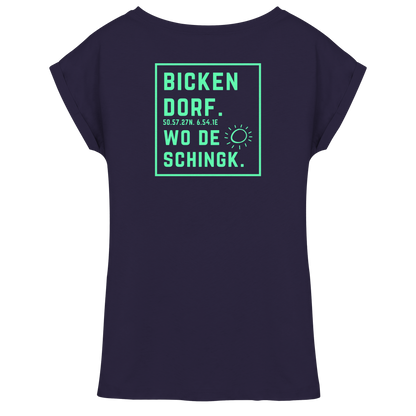 Wo de Sonn schingk - Bickendorf Druck Rücken - Womens Extended Shoulder T-Shirt