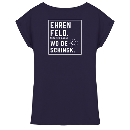 Wo de Sonn schingk - Ehrenfeld Druck Rücken  - Womens Extended Shoulder T-Shirt