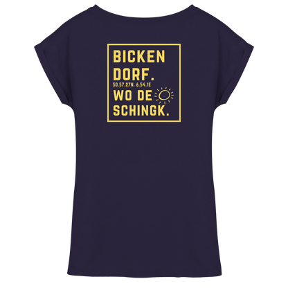 Wo de Sonn schingk - Bickendorf Druck Rücken - Womens Extended Shoulder T-Shirt