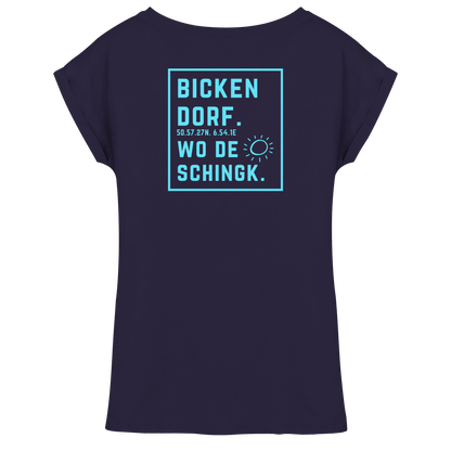 Wo de Sonn schingk - Bickendorf Druck Rücken - Womens Extended Shoulder T-Shirt
