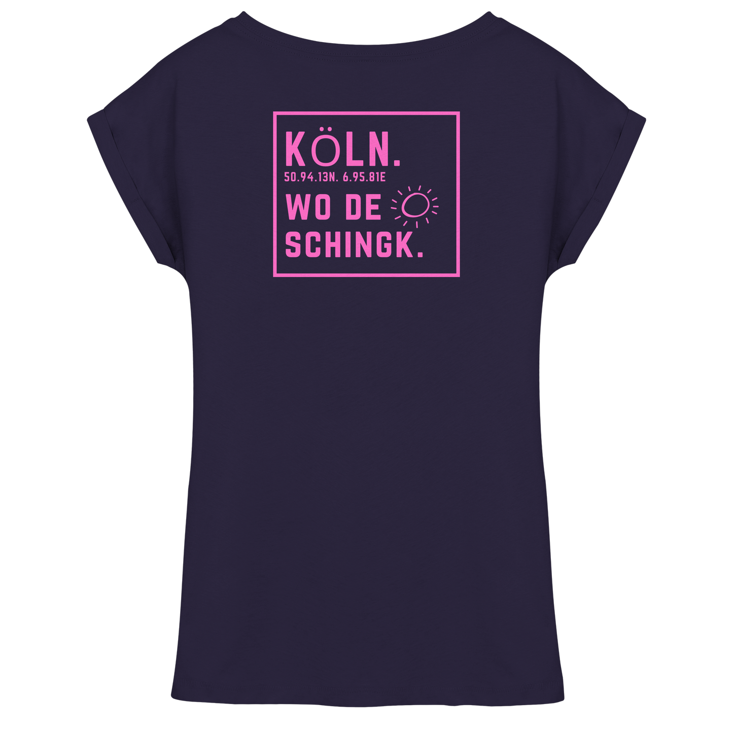 Wo de Sonn schingk - Köln Druck Rücken - Womens Extended Shoulder T-Shirt