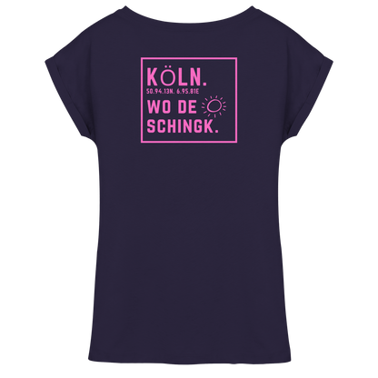 Wo de Sonn schingk - Köln Druck Rücken - Womens Extended Shoulder T-Shirt