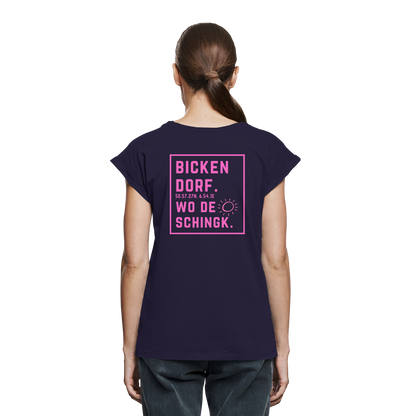 Wo de Sonn schingk - Bickendorf Druck Rücken - Womens Extended Shoulder T-Shirt