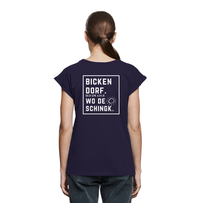 Wo de Sonn schingk - Bickendorf Druck Rücken - Womens Extended Shoulder T-Shirt