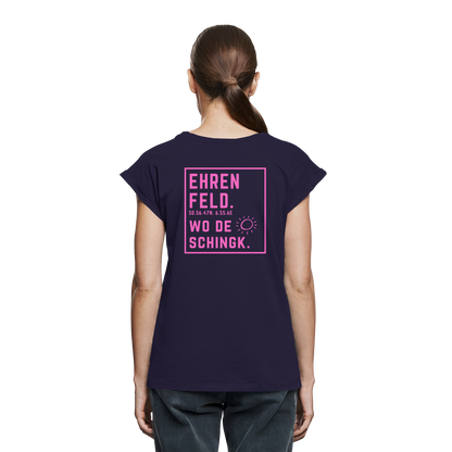 Wo de Sonn schingk - Ehrenfeld Druck Rücken  - Womens Extended Shoulder T-Shirt