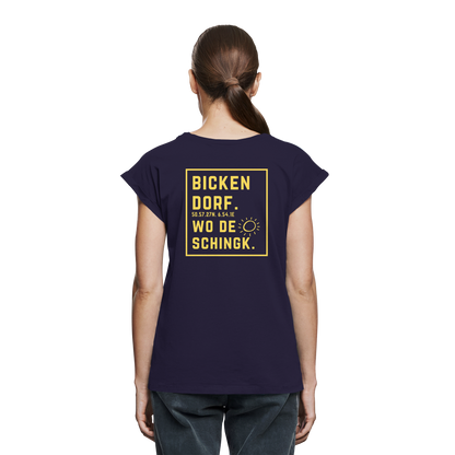 Wo de Sonn schingk - Bickendorf Druck Rücken - Womens Extended Shoulder T-Shirt