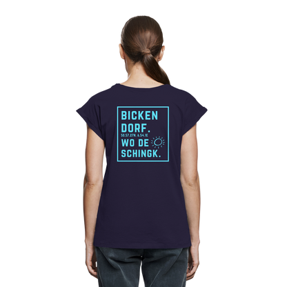 Wo de Sonn schingk - Bickendorf Druck Rücken - Womens Extended Shoulder T-Shirt