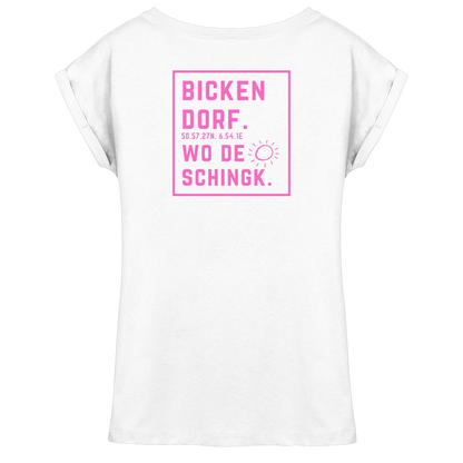 Wo de Sonn schingk - Bickendorf Druck Rücken - Womens Extended Shoulder T-Shirt