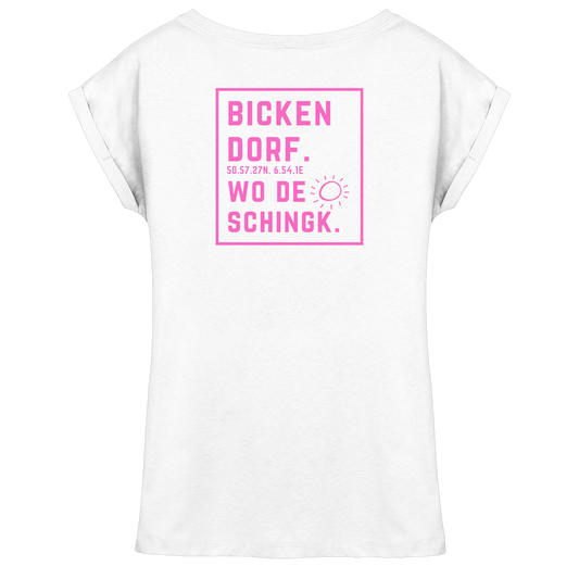 Wo de Sonn schingk - Bickendorf Druck Rücken - Womens Extended Shoulder T-Shirt