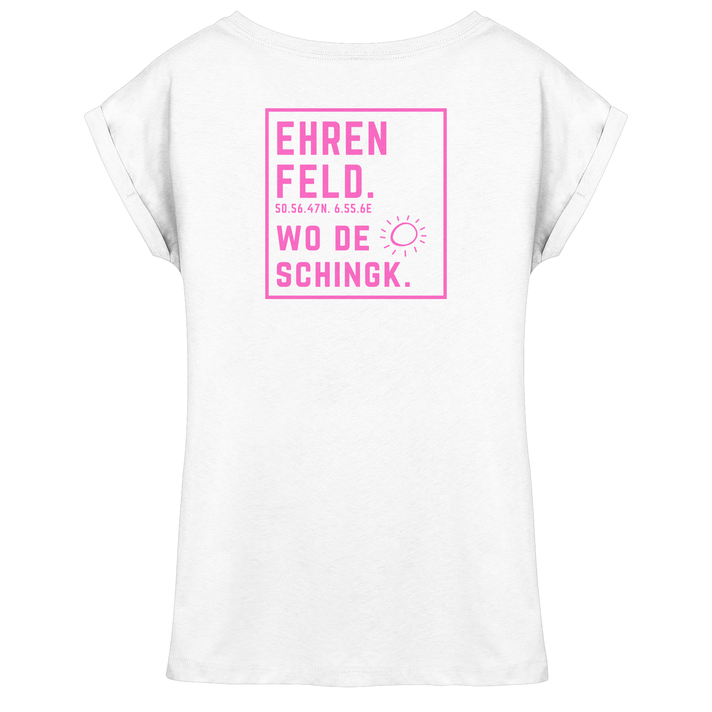Wo de Sonn schingk - Ehrenfeld Druck Rücken  - Womens Extended Shoulder T-Shirt