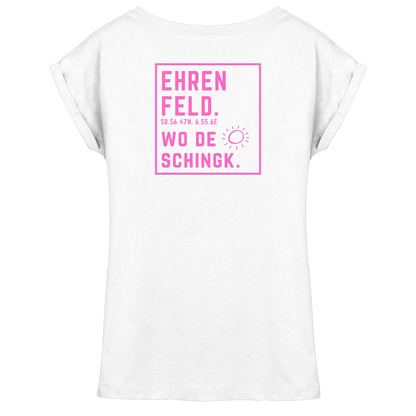 Wo de Sonn schingk - Ehrenfeld Druck Rücken  - Womens Extended Shoulder T-Shirt