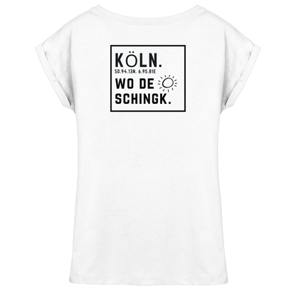 Wo de Sonn schingk - Köln Druck Rücken  - Womens Extended Shoulder T-Shirt