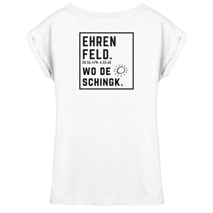 Wo de Sonn schingk - Ehrenfeld Druck Rücken - Womens Extended Shoulder T-Shirt