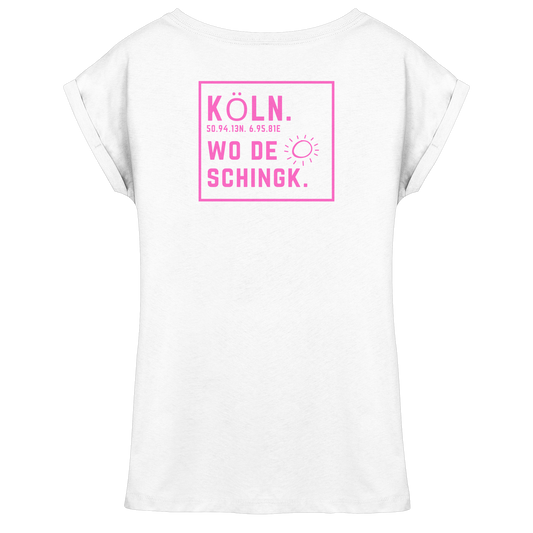 Wo de Sonn schingk - Köln Druck Rücken - Womens Extended Shoulder T-Shirt