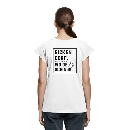 Wo de Sonn schingk - Bickendorf Druck Rücken - Womens Extended Shoulder T-Shirt