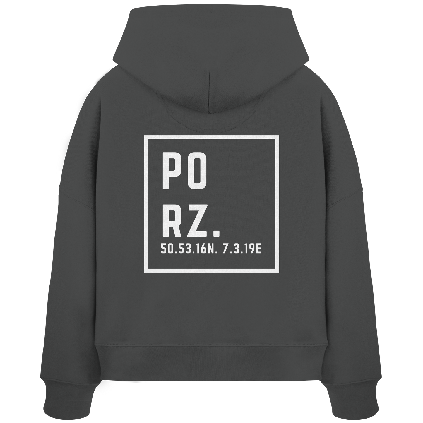 Porz Koordinaten (großer Druck Rücken) - Womens Organic Boxcut Hoodie