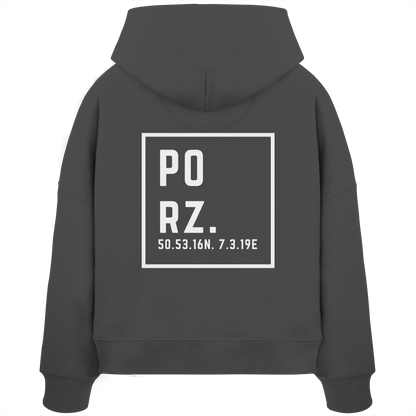 Porz Koordinaten (großer Druck Rücken) - Womens Organic Boxcut Hoodie