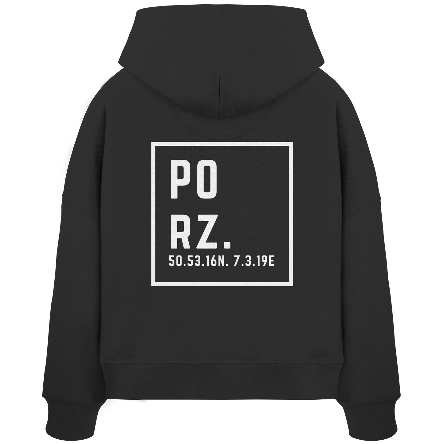 Porz Koordinaten (großer Druck Rücken) - Womens Organic Boxcut Hoodie