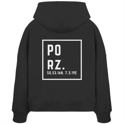 Porz Koordinaten (großer Druck Rücken) - Womens Organic Boxcut Hoodie