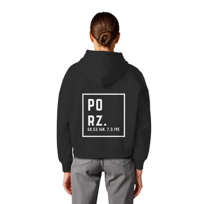 Porz Koordinaten (großer Druck Rücken) - Womens Organic Boxcut Hoodie