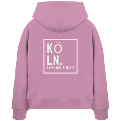Köln Koordinaten (großer Druck auf dem Rücken) - Womens Organic Boxcut Hoodie