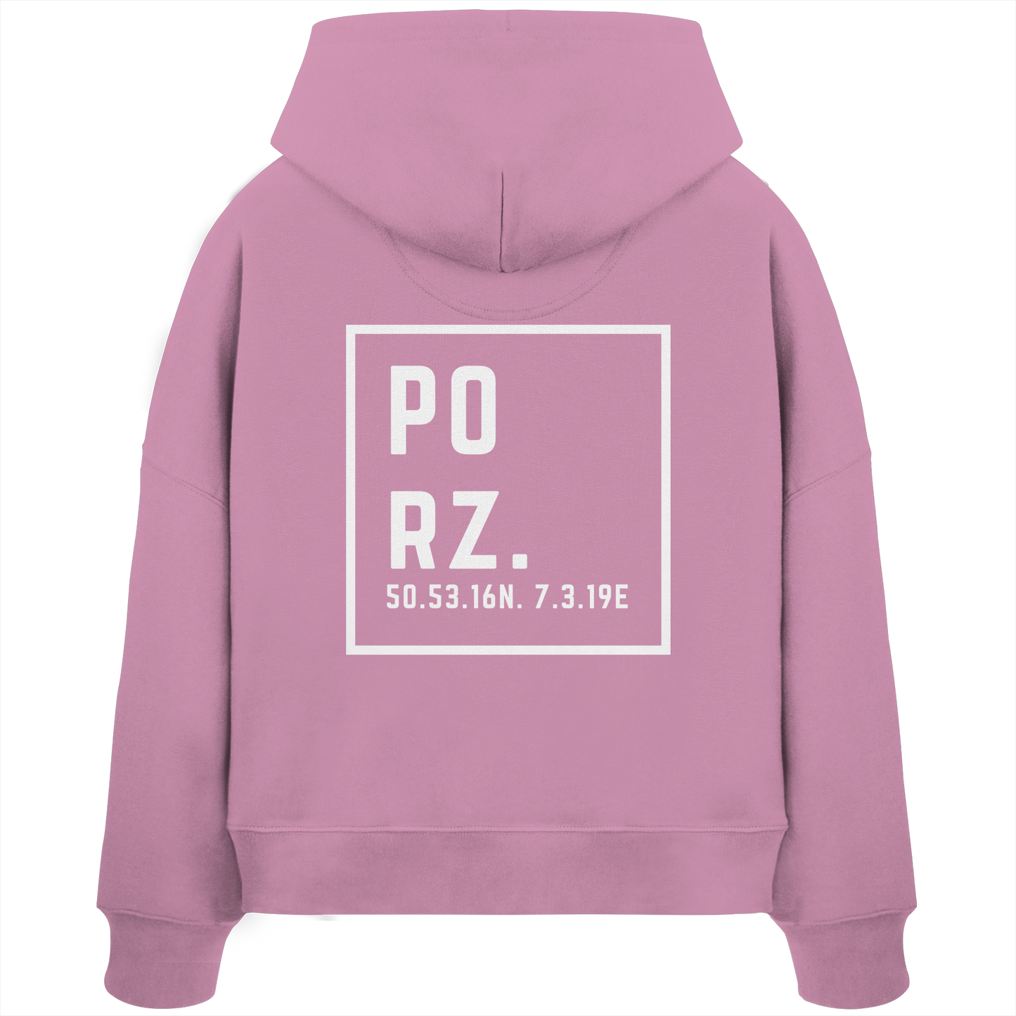 Porz Koordinaten (großer Druck Rücken) - Womens Organic Boxcut Hoodie