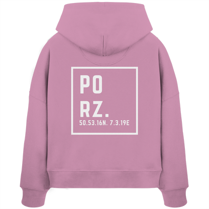Porz Koordinaten (großer Druck Rücken) - Womens Organic Boxcut Hoodie