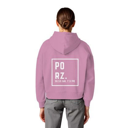 Porz Koordinaten (großer Druck Rücken) - Womens Organic Boxcut Hoodie