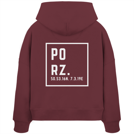 Porz Koordinaten (großer Druck Rücken) - Womens Organic Boxcut Hoodie
