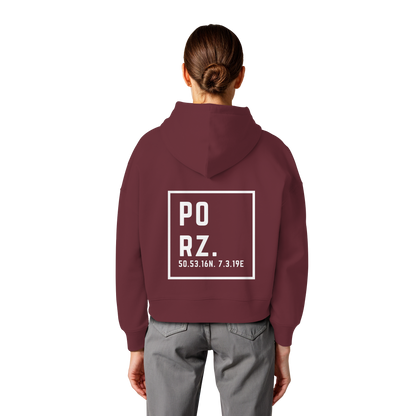 Porz Koordinaten (großer Druck Rücken) - Womens Organic Boxcut Hoodie