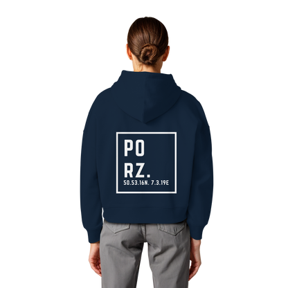 Porz Koordinaten (großer Druck Rücken) - Womens Organic Boxcut Hoodie
