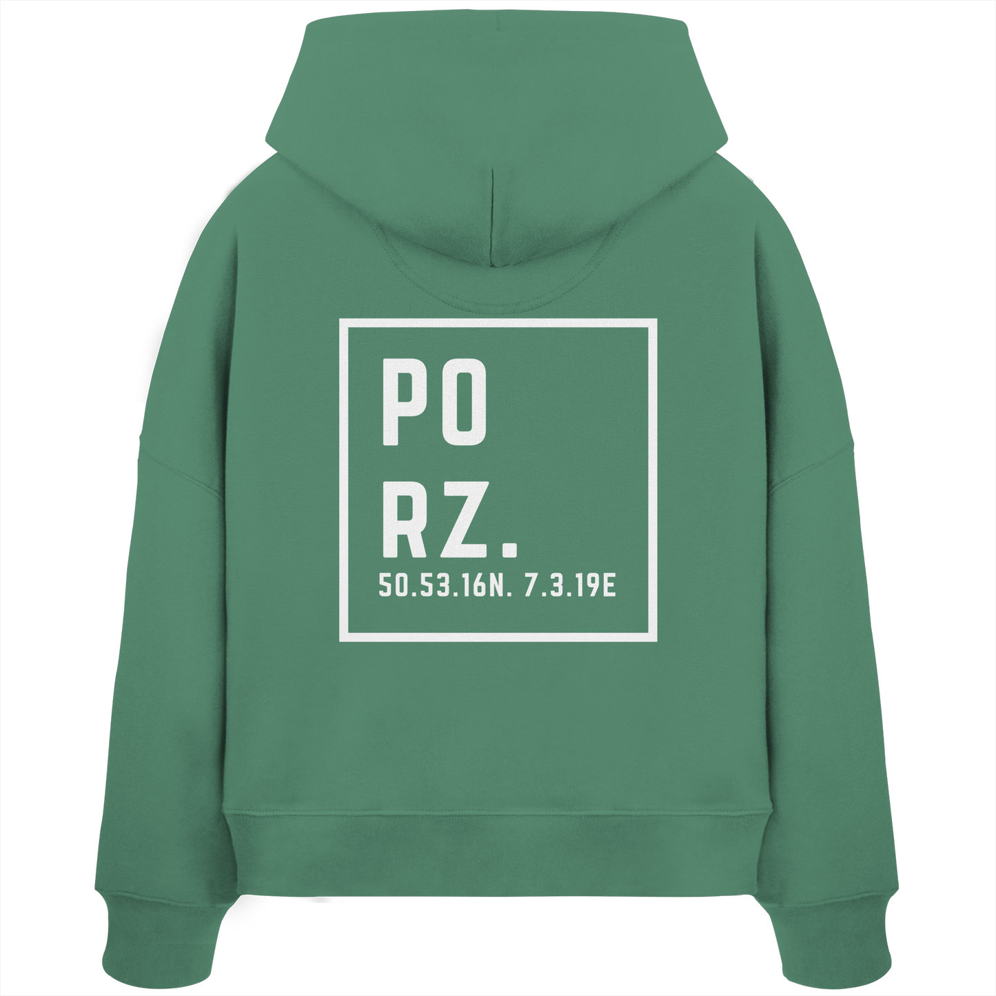 Porz Koordinaten (großer Druck Rücken) - Womens Organic Boxcut Hoodie