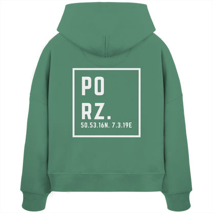 Porz Koordinaten (großer Druck Rücken) - Womens Organic Boxcut Hoodie