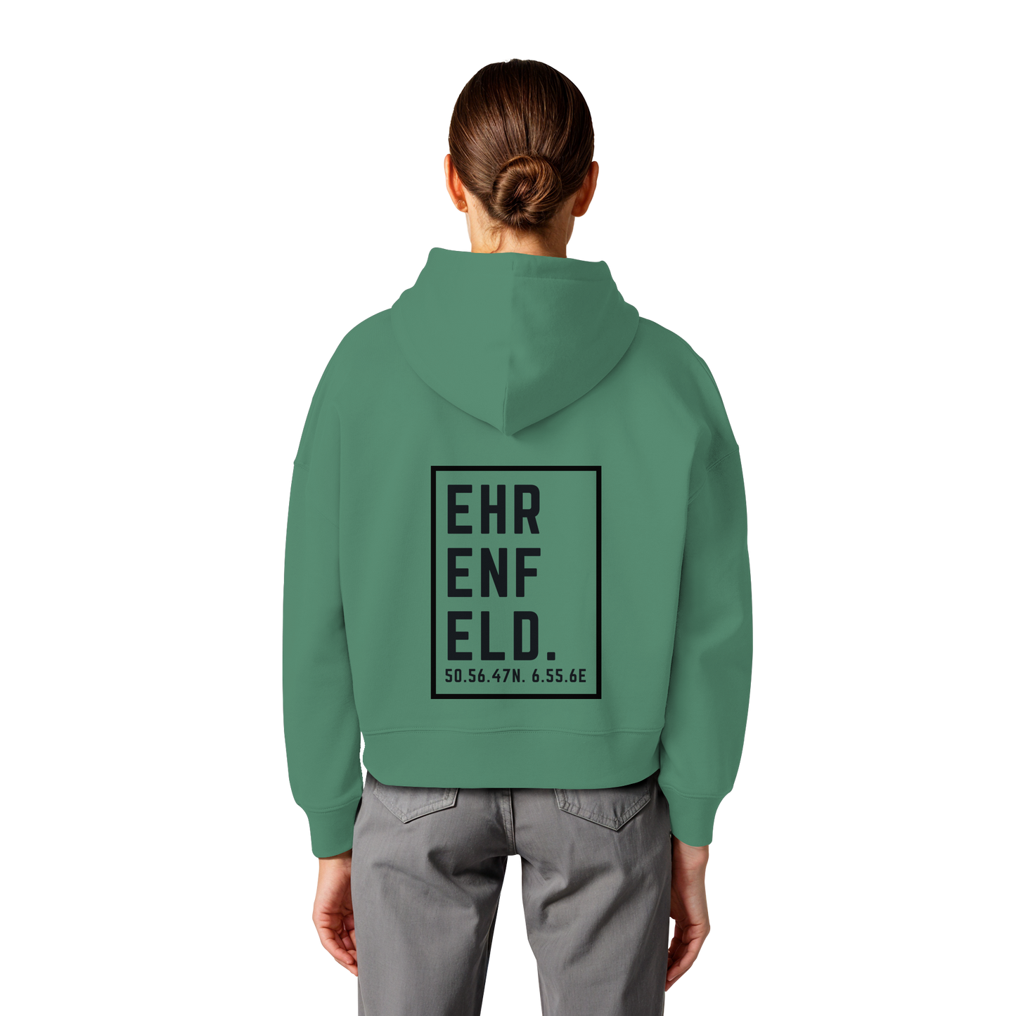 Ehrenfeld Koordinaten (großer Druck auf dem Rücken) - Womens Organic Boxcut Hoodie