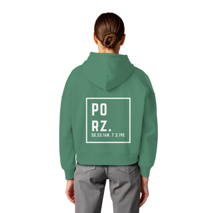Porz Koordinaten (großer Druck Rücken) - Womens Organic Boxcut Hoodie