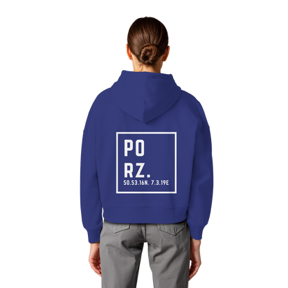 Porz Koordinaten (großer Druck Rücken) - Womens Organic Boxcut Hoodie