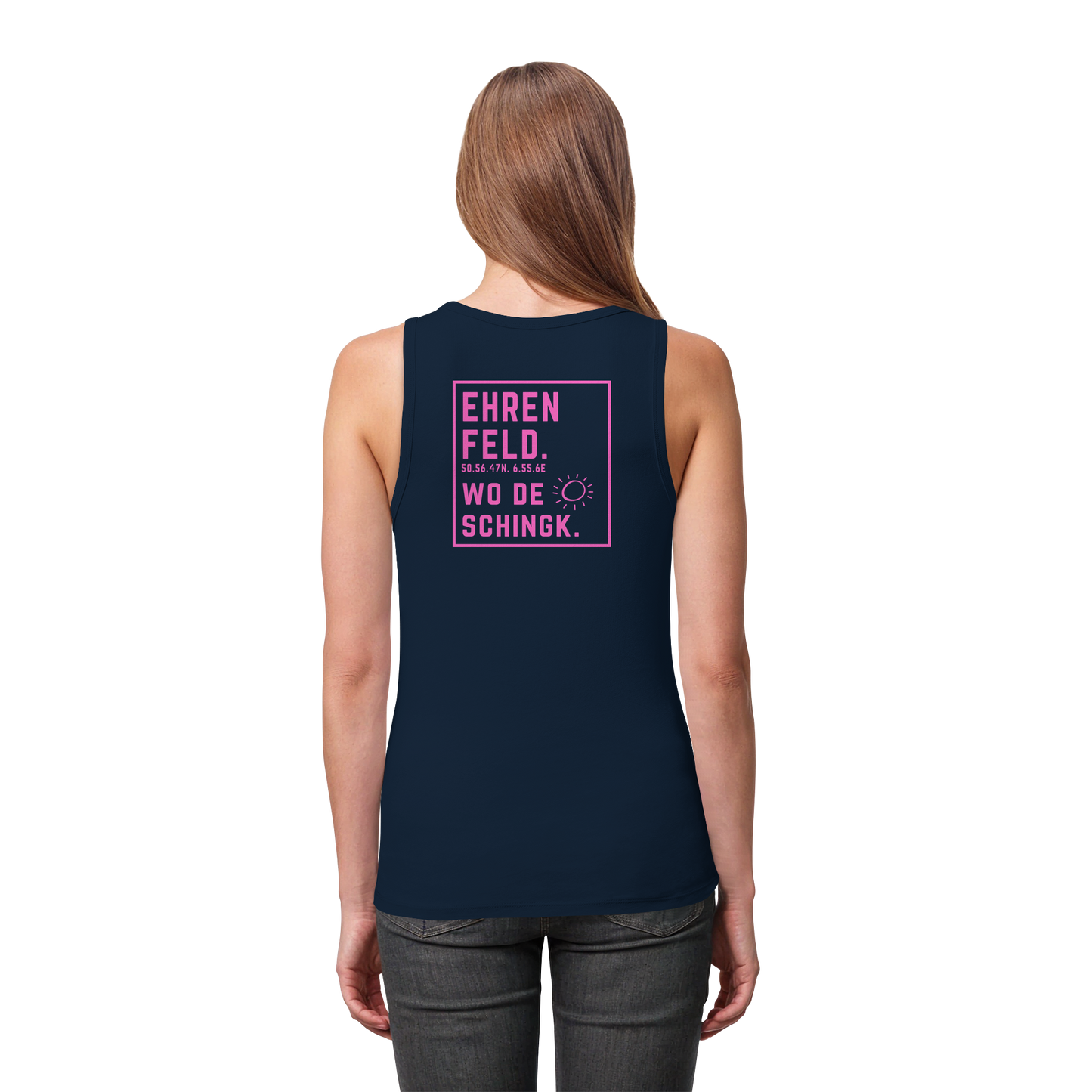 Wo de Sonn schingk - Ehrenfeld Druck Rücken  - Womens Organic Fitted Tank Top