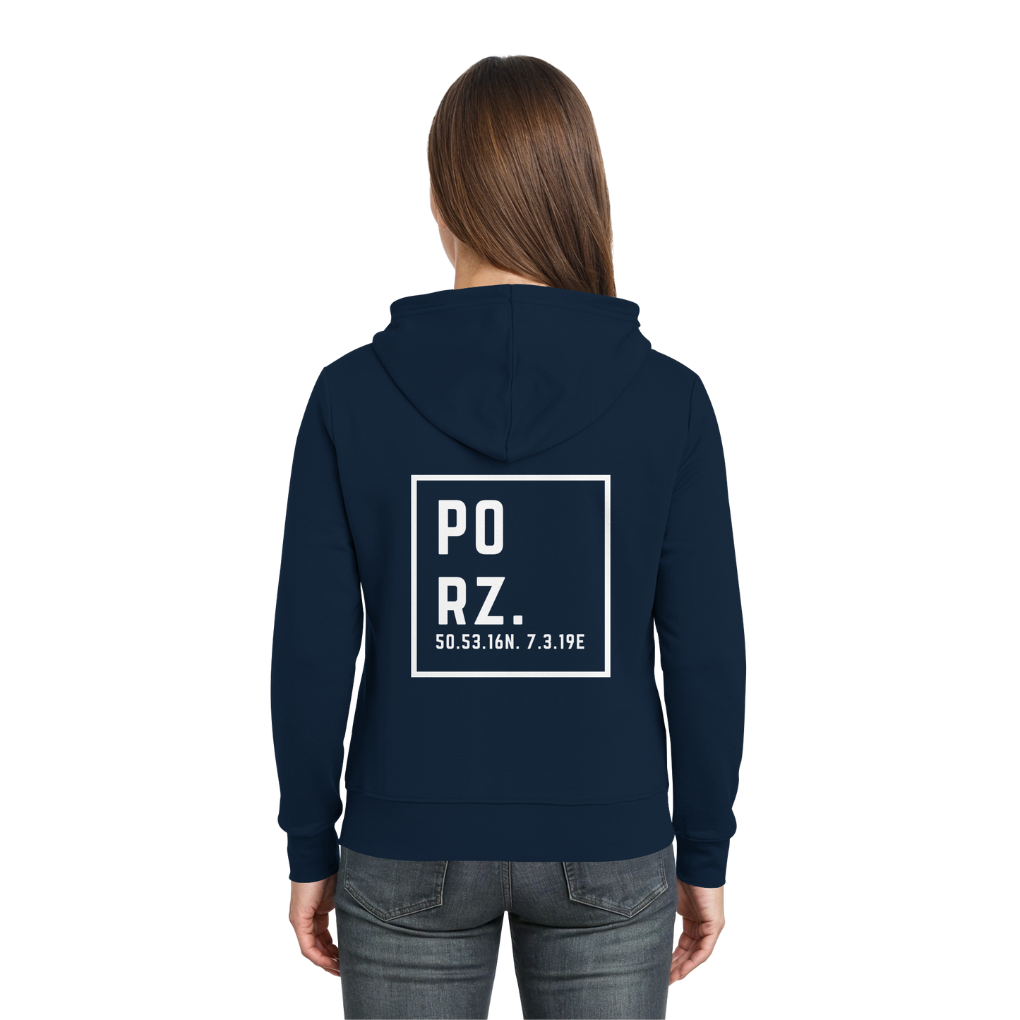 Porz Koordinaten (großer Druck Rücken) - Zipper