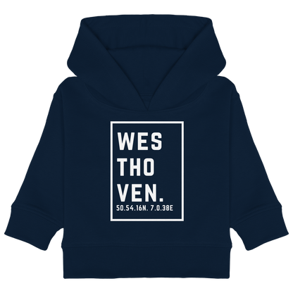 Westhoven Koordinaten (großer Druck auf der Brust) - Baby Organic Hoodie