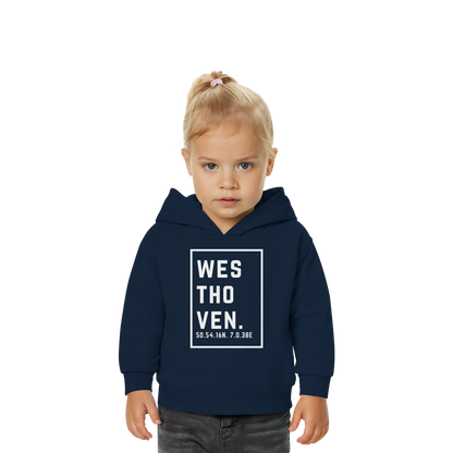Westhoven Koordinaten (großer Druck auf der Brust) - Baby Organic Hoodie