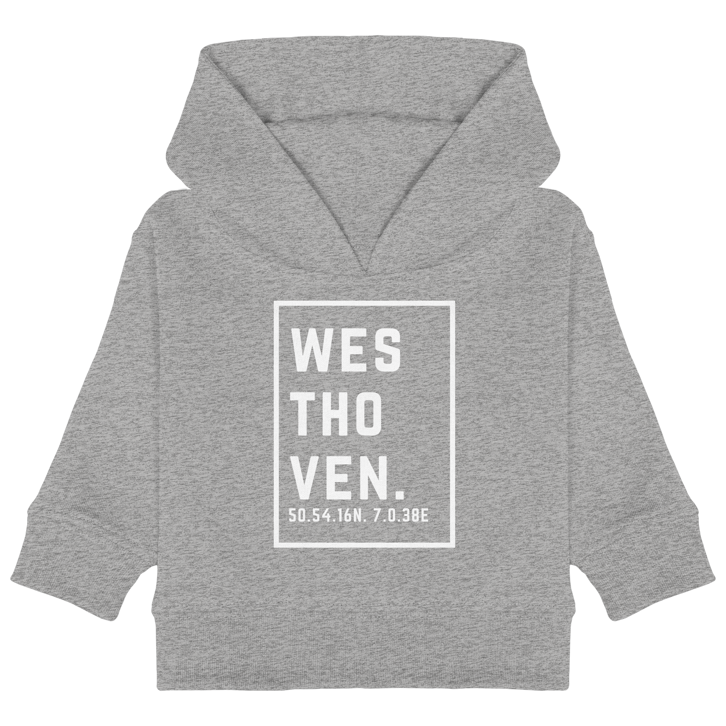 Westhoven Koordinaten (großer Druck auf der Brust) - Baby Organic Hoodie