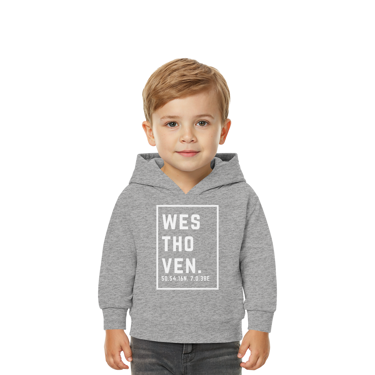 Westhoven Koordinaten (großer Druck auf der Brust) - Baby Organic Hoodie