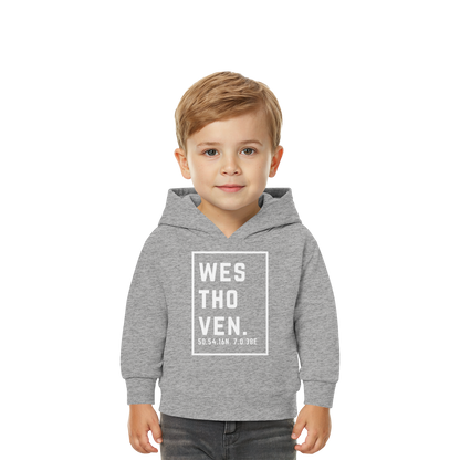 Westhoven Koordinaten (großer Druck auf der Brust) - Baby Organic Hoodie
