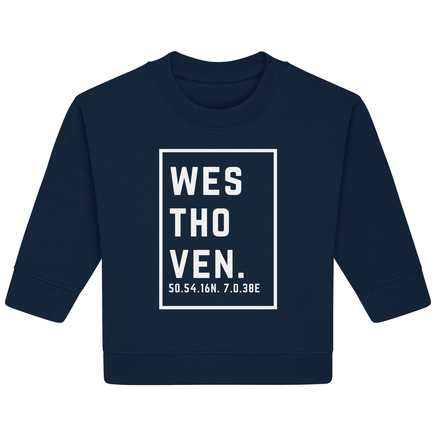 Westhoven Koordinaten (großer Druck auf der Brust) - Baby Organic Sweatshirt